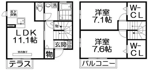 ウインベル高倉B棟【1階】の間取り