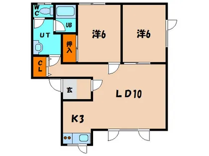 プリムローズ美原台A棟【2階】の間取り