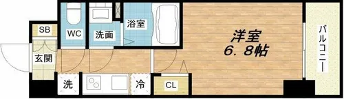 プレサンスOSAKA DOMECITYクロスティ【4階】の間取り