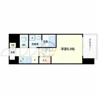 レジュールアッシュOSAKAGATEWAY【4階】の間取り