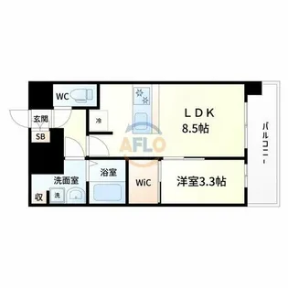 レジュールアッシュOSAKAGATEWAY【13階】の間取り