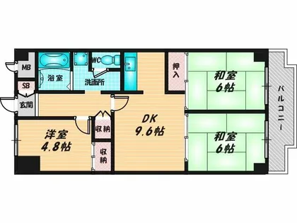 グランドメゾン浅田Ⅰ【4階】の間取り