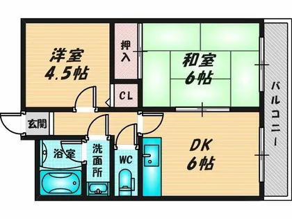 OMレジデンス八戸ノ里【2階】の間取り