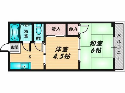 ロイヤルハイツ八戸ノ里【1階】の間取り