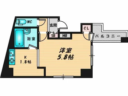 SANTO LALUZ AJIROKITA【6階】の間取り