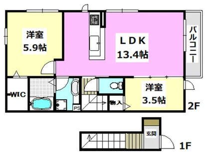 エレスチャル Ⅰ 小野原【2階】の間取り
