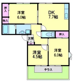 グランビューA棟【103号室】の間取り