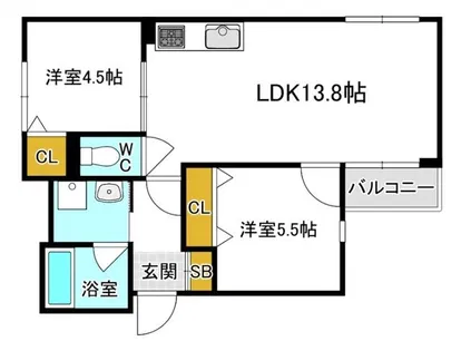 ヴェルメゾン吹田元町【2階】の間取り