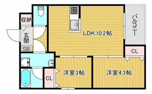 GlanZ 六ツ門【3階】の間取り