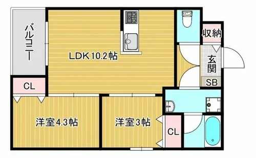GlanZ 六ツ門【4階】の間取り