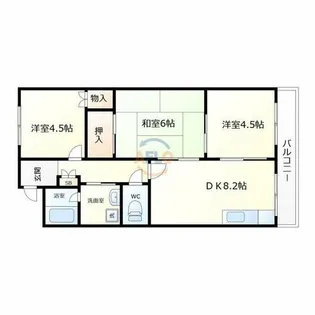 スリースター鶴町【303号室】の間取り