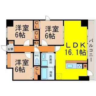 ノーブル徳川【6階】の間取り