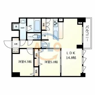 スプランディッド上本町WEST【6階】の間取り