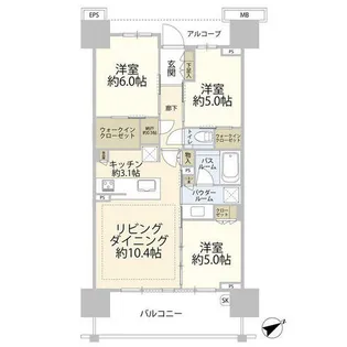 シティタワー名駅那古野(0006199)【13階】の間取り