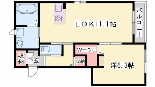 へーベルメゾン姫路A棟【201号室】の間取り