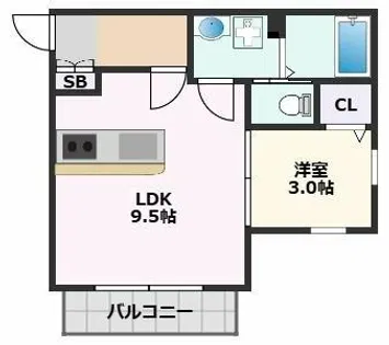 ボヌール千里丘【3階】の間取り