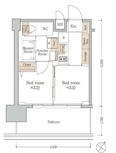 ジオエント梅田北リバーフロント【2階】の間取り