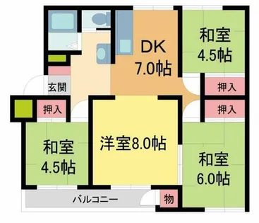 逆瀬川ハイツ5号棟【5階】の間取り