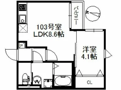 メゾンソレイユ久留米A【1階】の間取り