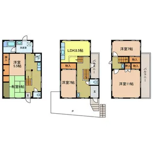 大阪府富田林市西板持町6丁目【一戸建】の間取り