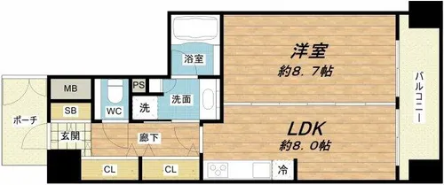 グランドロアール天満橋【9階】の間取り