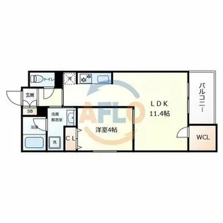 ウェルスクエア帝塚山【2階】の間取り