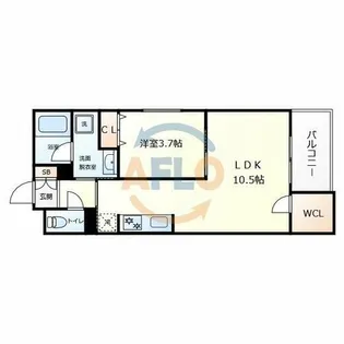 ウェルスクエア帝塚山【3階】の間取り