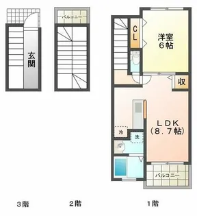 Berusionnyamate【3階】の間取り