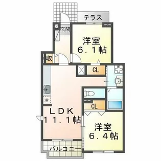 舞子坂ヒルズⅡ【1階】の間取り