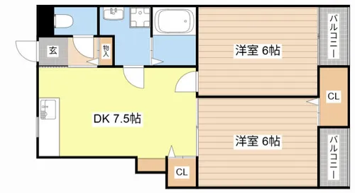 ウィングベル2号館【A号室】の間取り