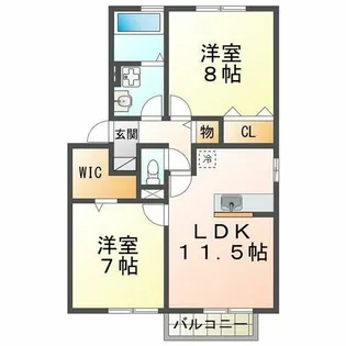 クレールヒル白水【1階】の間取り