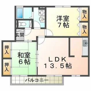 クレールプラザ立花B棟【2階】の間取り