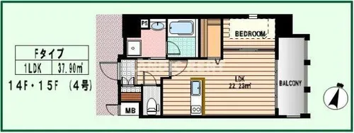 ロイヤル博多駅南【14階】の間取り