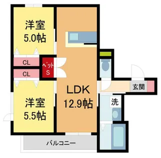 フロレゾン夙川【203号室】の間取り