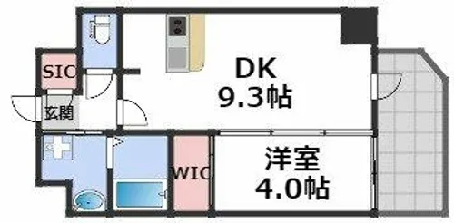 エステムコート難波サウスプレイスⅦリアン【6階】の間取り