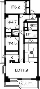 エクセレンス志賀本通【5階】の間取り