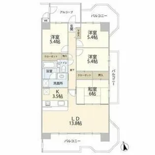 レインボー前並【4階】の間取り