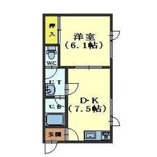 1DKの間取り画像