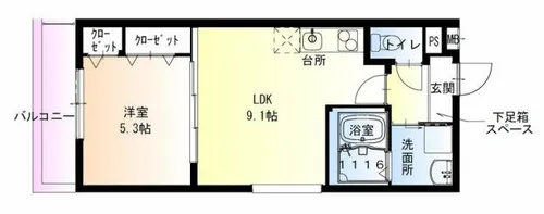 フジパレス中央長田【3階】の間取り
