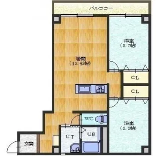 YUNO CROSS PLACE【205号室】の間取り