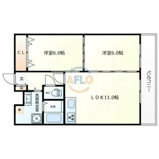 有馬パレス阿倍野【5階】の間取り