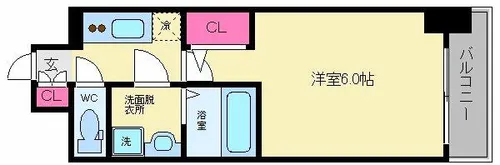 エスリード難波ザ・アーク【7階】の間取り