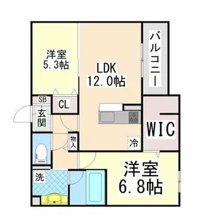 ラポール岡本【2階】の間取り