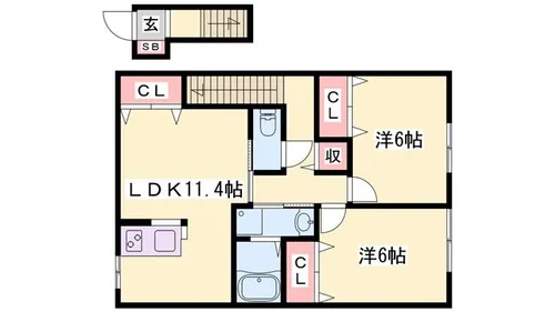 グランドゥール飾東【202号室】の間取り