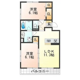グランソレイユ西院【2階】の間取り