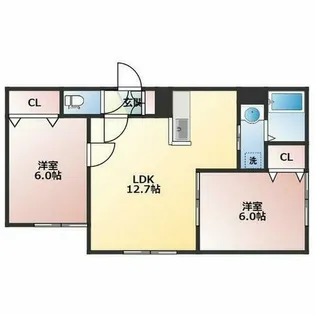 ハピネス西宮の沢【201号室】の間取り