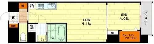 アーバネックス梅田中崎町【9階】の間取り