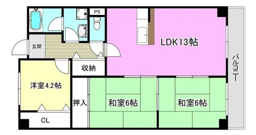 セゾン南茨木【4階】の間取り