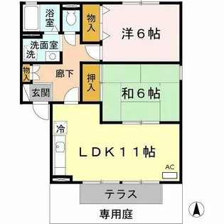 JAハイツ谷川Ⅰ A棟【1階】の間取り