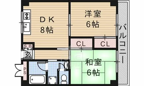 ハイツ奥田【2階】の間取り